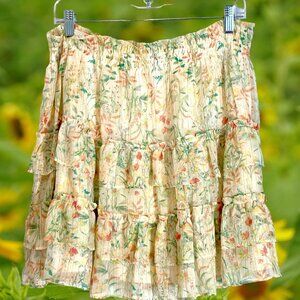 Lauren Conrad XL Flouncy Boho Skirt, NWT; Metallic Threads